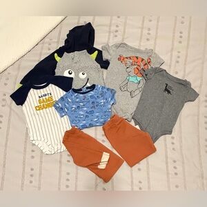 Baby Clothing Set with Dinosaur and Whale Prints